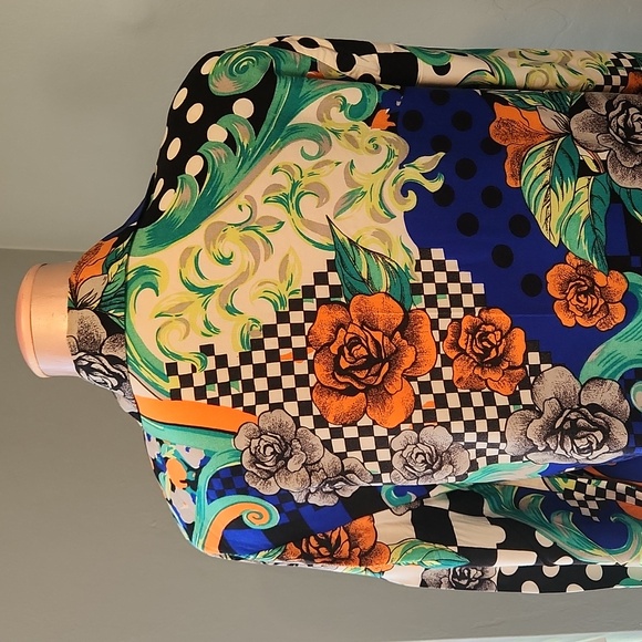 Vintage 1980s Long Blazer Polka Dots Mixed Pattern Retro Small - Picture 6 of 11